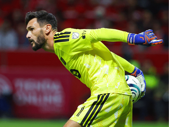 Hugo Lloris of Los Angeles FC throws the ball during the second leg semifinal match between Toluca and Los Angeles FC of the CONCACAF Champions Cup 2026 at Nemesio Diez Stadium on May 06, 2026 in Toluca, Mexico.