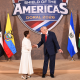 U.S. President Donald Trump greets Kamla Persad-Bissessar, SC, MP, Prime Minister of the Republic of Trinidad and Tobago, as he hosts “The Shield of the Americas Summit ,“ a gathering with heads of state and government officials from 12 countries in the Americas at the Trump National Doral Golf Club on March 7, 2026 in Doral, Florida. The White House describes the gathering as a landmark summit aimed at reshaping regional alliances and reinforcing U.S. influence in the Western Hemisphere.