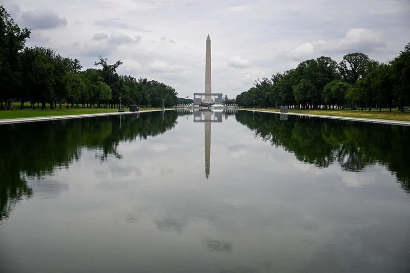 Trump says reflecting pool "in full use," public golf course building will begin