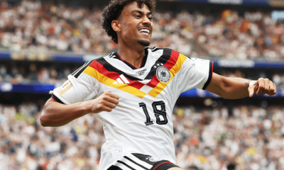 Nathaniel Brown #18 of Germany celebrates scoring his team's fifth goal during the FIFA World Cup 2026 Group E match between Germany and Curacao at Houston Stadium on June 14, 2026 in Houston, Texas.