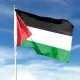 Stock image of a Palestine flag on flagpole against blue sky. The DUP ignited the flames and then claimed to have helped extinguish them.