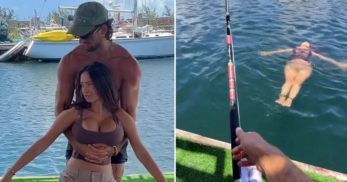 Influencer throws model into water as shark bait in bizarre video | News US