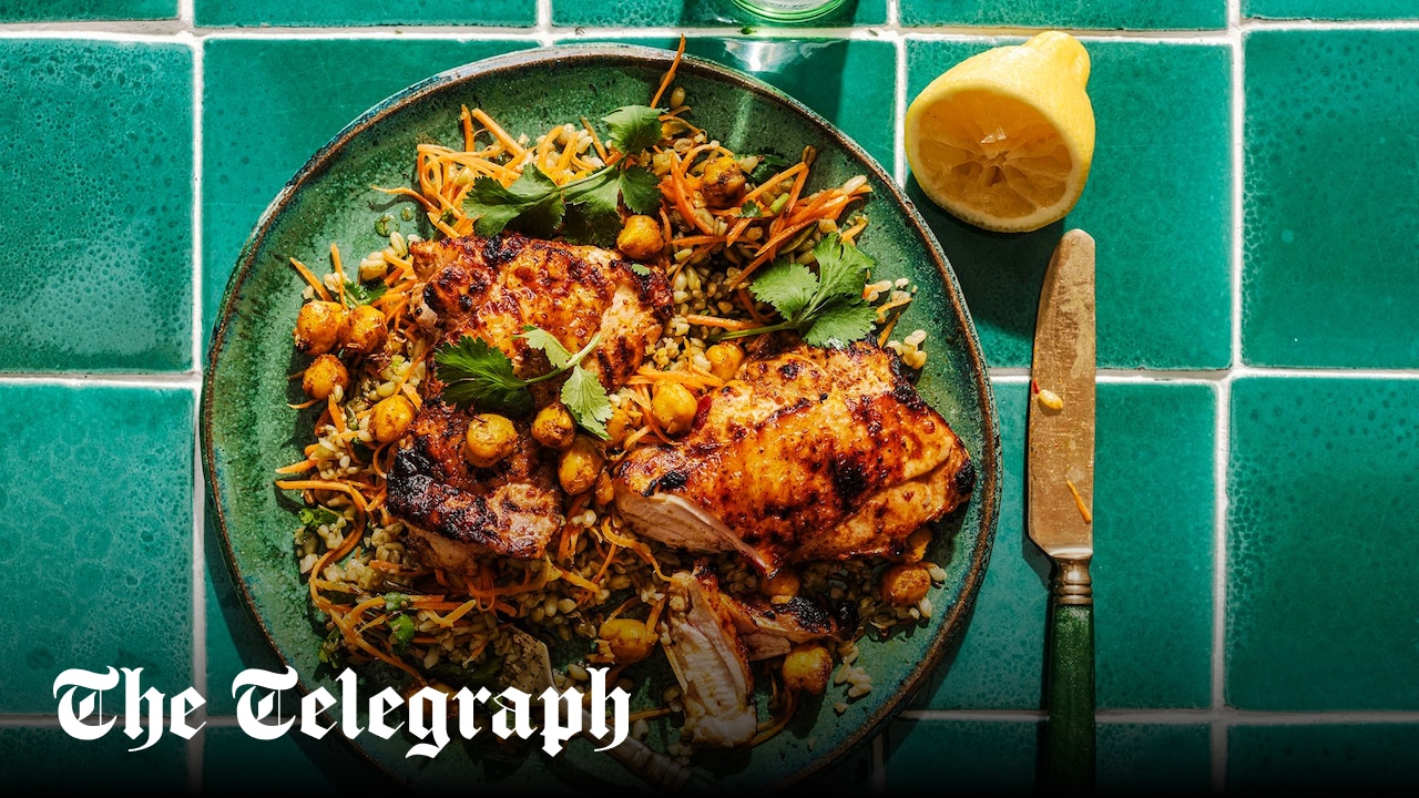 Diana Henry's apricot harissa chicken salad with freekeh recipe