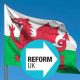 Cymru flag and Reform logo