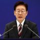 South Korean President Lee Jae-myung speaking during a news conference at the presidential Blue House in Seoul