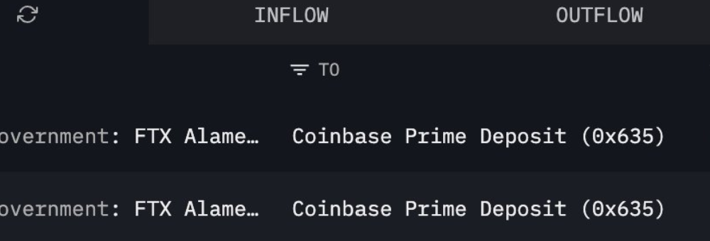 US government wallet transferring seized FTX Chainlink (LINK) to Coinbase Prime