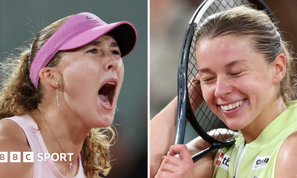 Mirra Andreeva and Maja Chwalinska celebrate during their 2026 French Open finals