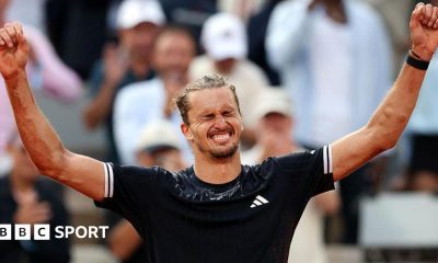 Alexander Zverev of Germany celebrates victory over Flavio Cobolli of Italy