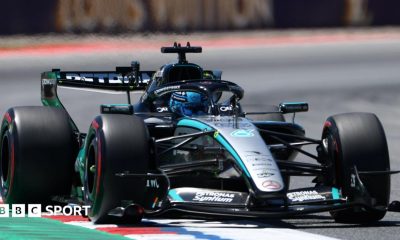 Mercedes' George Russell in first practice for the Barcelona-Catalunya Grand Prix