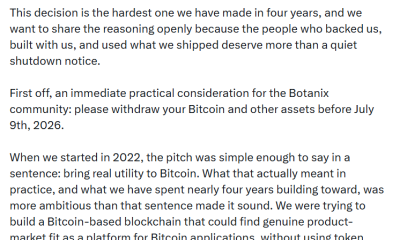 Botanix Shuts Down as Bitcoin Defi Demand Falls Short