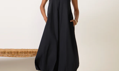 black bubble-hem maxi