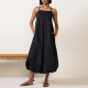 black bubble-hem maxi