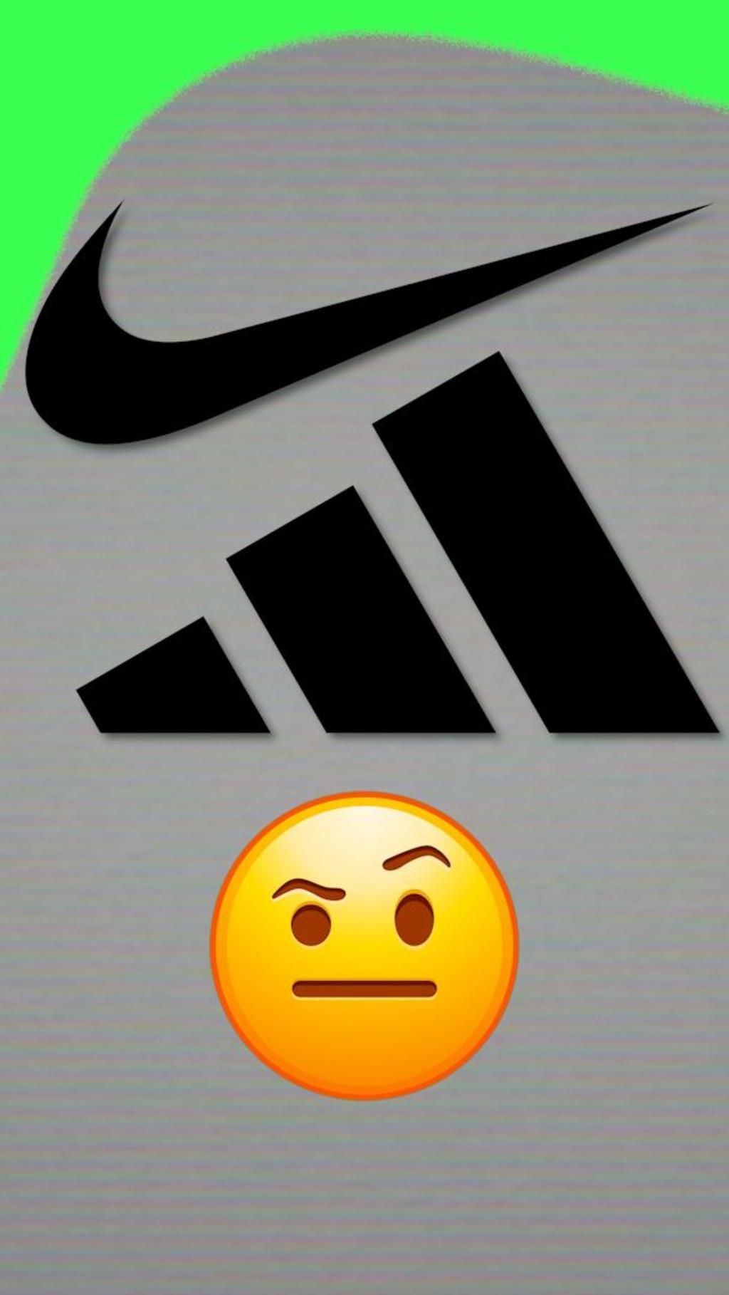 Nike logo, Adidas logo, thinking face