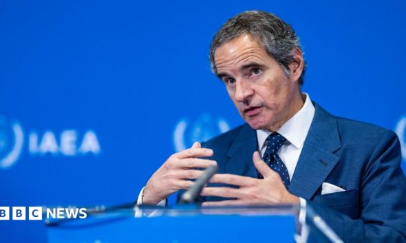 The director general of the International Atomic Energy Agency (IAEA), Rafael Grossi, addresses a news conference during an IAEA Board of Governors meeting at the IAEA headquarters in Vienna, Austria (5 June 2026)