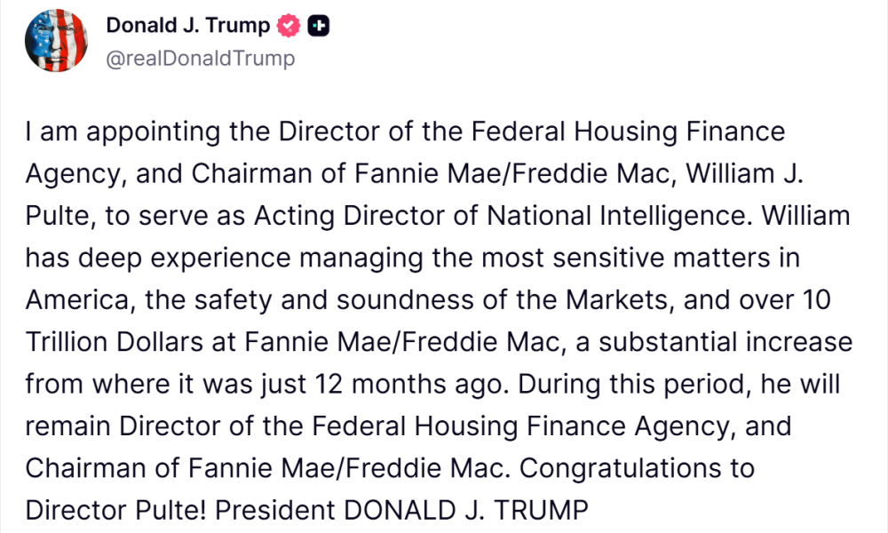 Trump Picks Acting DNI