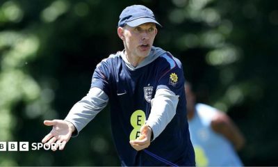 Thomas Tuchel taking training for England in Kansas City