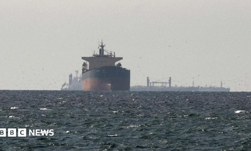 Cargo ships in the Gulf, near the Strait of Hormuz, on 11 March 2026