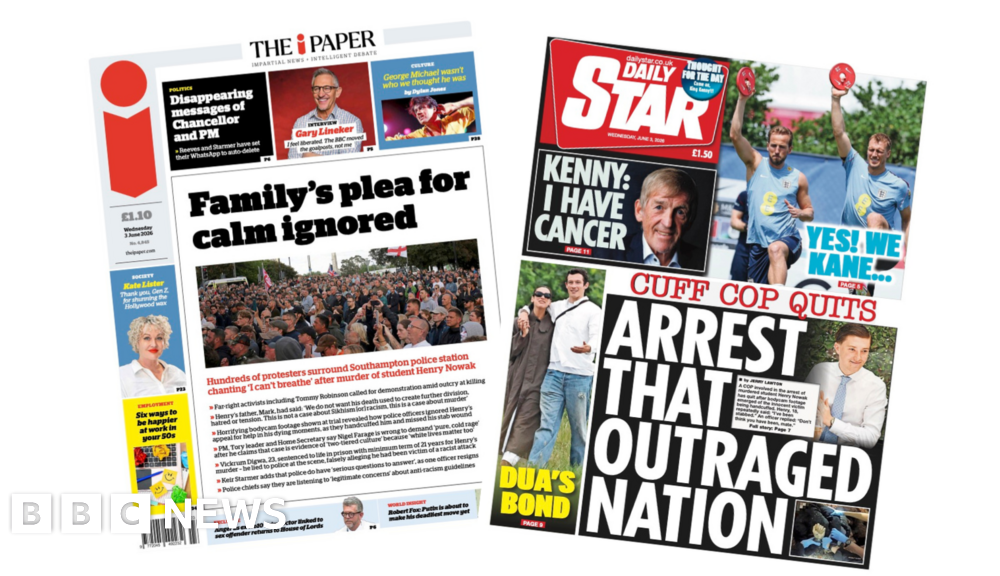 'Plea for calm ignored' and 'Arrest that outraged nation'