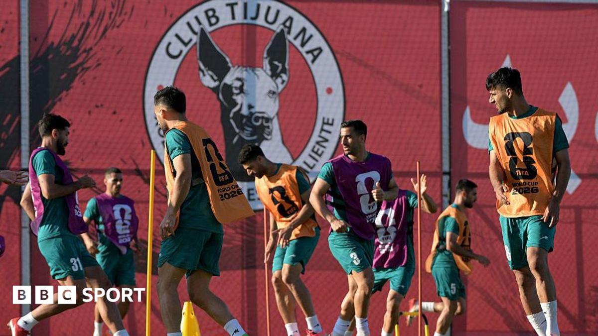 Iran's players take part in a training session during the 2026 World Cup football tournament at the Centro Xoloitzcuintle in Tijuana, Mexico