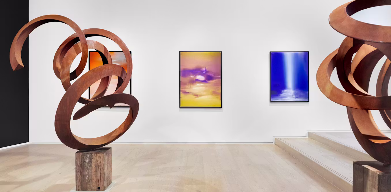 a compelling exploration of nature through steel and paint