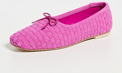 pink suede ballet flats