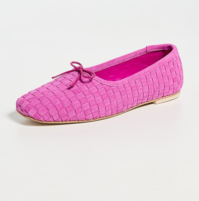 pink suede ballet flats