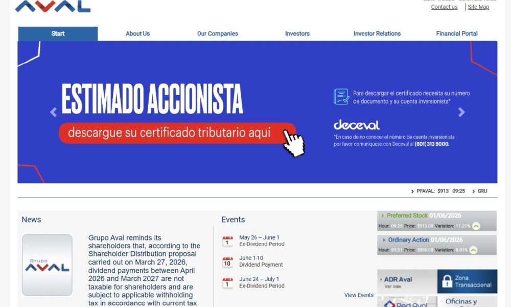 Grupo Aval Shares Surge 13% to $5.22 as Colombian Banking