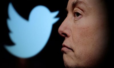 Illustration shows Elon Musk photo and Twitter logo