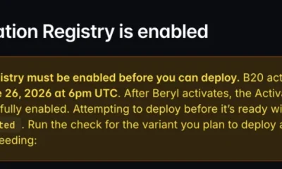 Beryl mainnet activation delayed.