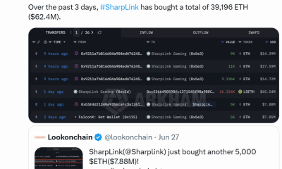 Ether Treasury Sharplink Buys $62.4M of ETH in 3 Days