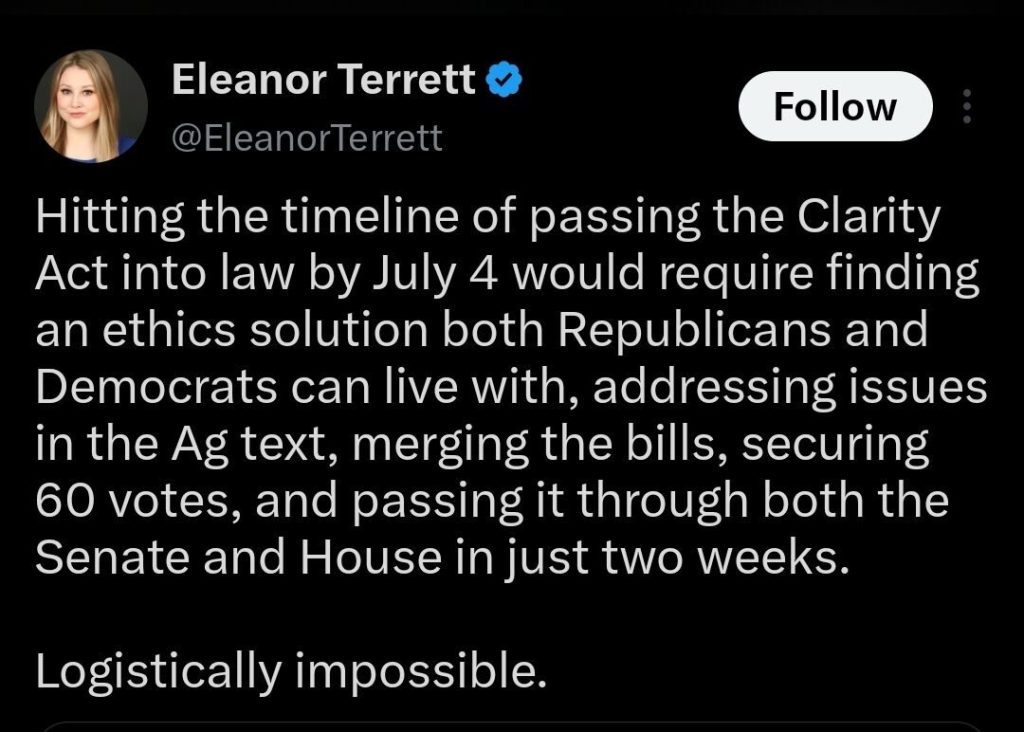 Experts Claim July 4 CLARITY Act Signing Is “Realistically Impossible”, What Happens to Crypto Now?