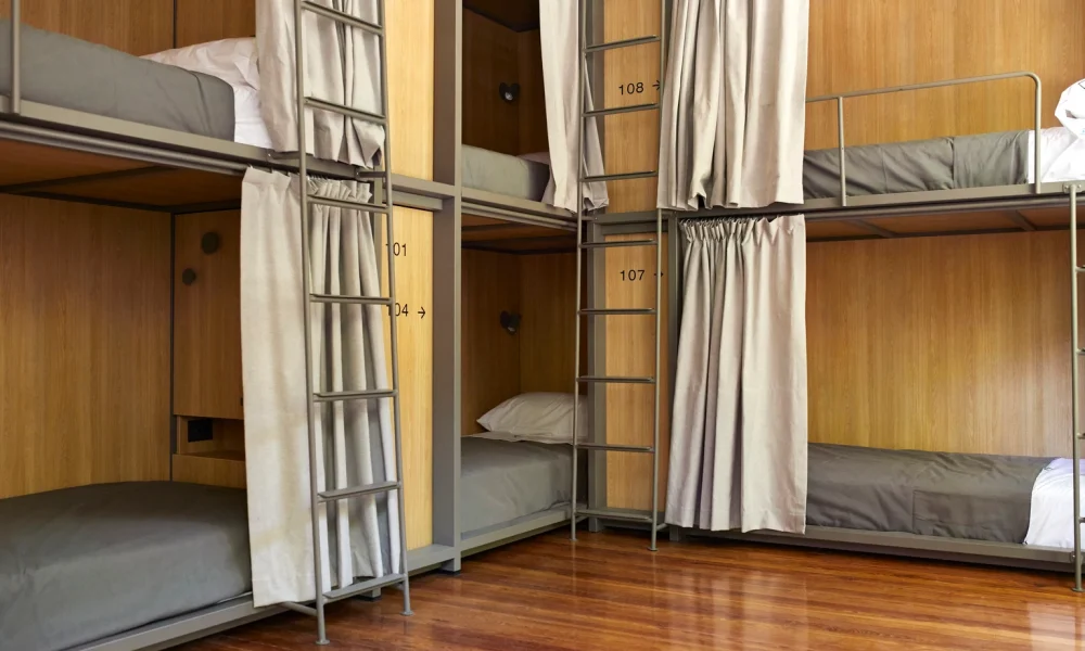 Bunkbeds in hostel room