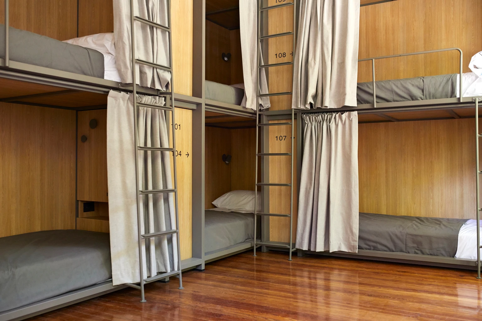 Bunkbeds in hostel room
