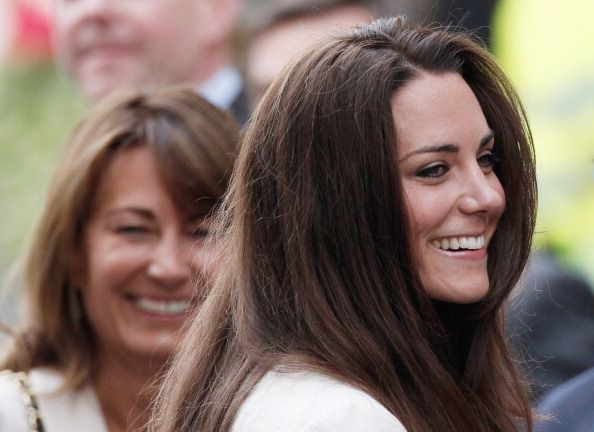 Kate Middleton and Carole Middleton as they arrive at The Goring Hotel after visiting Westminster Abbey on April 28, 2011 in London.