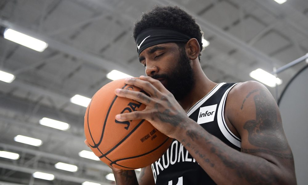 Kyrie Irving #11 of the Brooklyn Nets poses for a photograph during Media Day at HSS Training Center on September 27, 2019 in the Brooklyn borough of New York City.