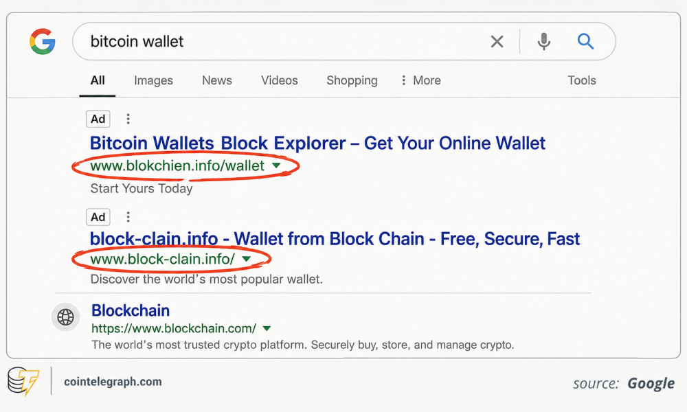 Misspelled wallet domains