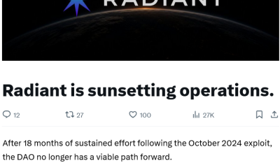 Radiant to Wind Down After Failing to Recover From 2024 Hack
