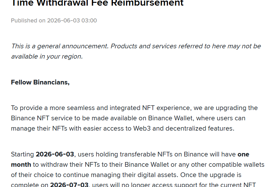 Binance Exchange to Halt NFT Services, Move Management to Binance Wallet