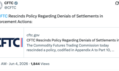 CFTC Scraps ‘No-Deny’ Rule in Legal Settlements