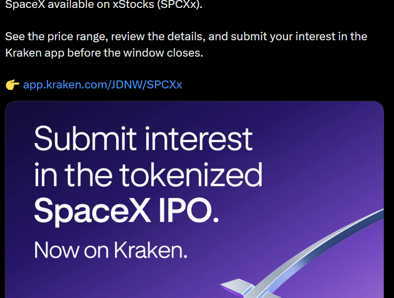 Kraken Opens SpaceX IPO Access Through xStocks Platform