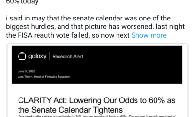 Galaxy Digital Drops Odds of CLARITY Act Passing to 60%