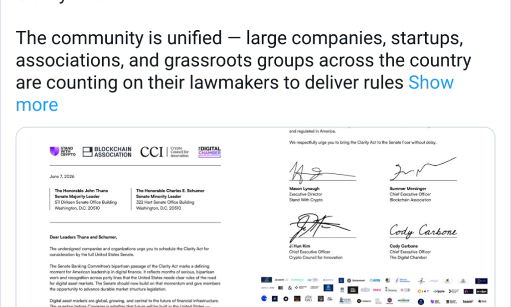 Crypto Groups Push Senate on CLARITY Act Vote