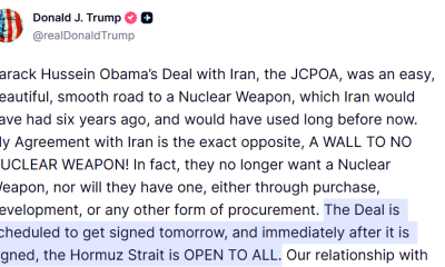 Trump says Iran peace deal to be signed Sunday, contradicting Tehran