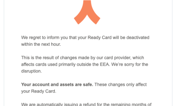 Ready Restricts USDC Card Access Outside EEA