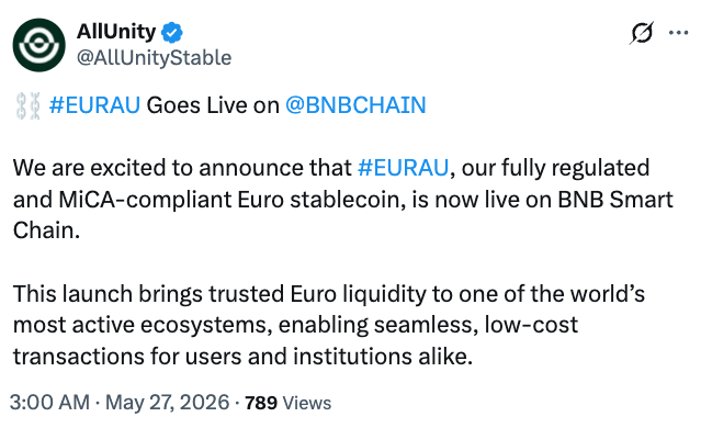 AllUnity Launches Swedish Krona Stablecoin SEKAU