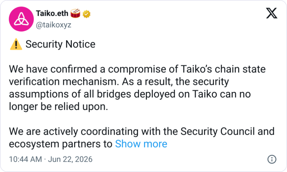 Taiko Bridge Exploited for Up to $1.7M in DeFi Hack