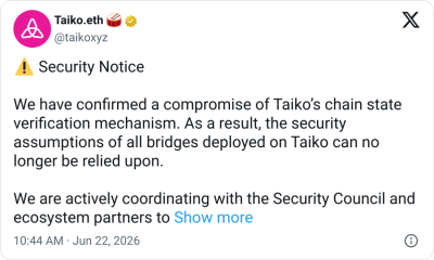 Taiko Bridge Exploited for Up to $1.7M in DeFi Hack