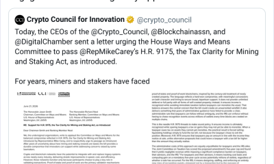 Crypto Urges Congress Pass Staking Tax Bill ‘As Introduced’
