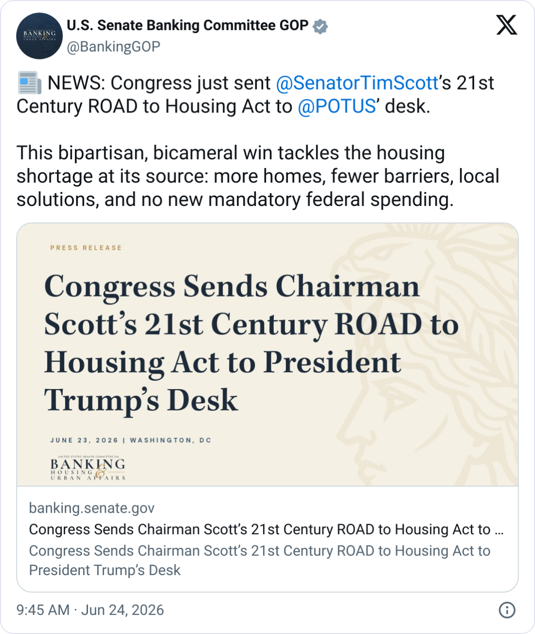 US House Sends Housing Bill With CBDC Ban to Trump