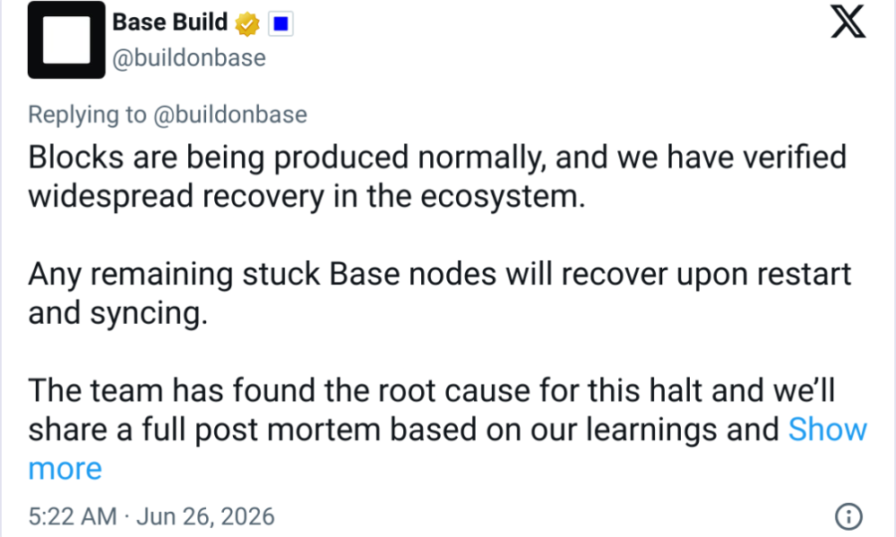 Base Resumes Block Production After 2-Hour Outage